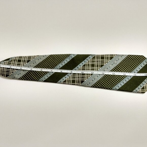 Vintage 60s 70s Green Clip-On Necktie Retro Neck Tie - Picture 8 of 9